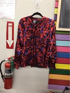 Worthington womens sheer floral long sleeve blouse medium new from HSN
